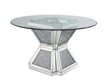 ACME Noralie Dining Table Clear Glass Mirrored & Faux Diamonds