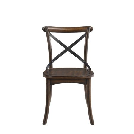 ACME Kaelyn Side Chair (Set-2) Dark Oak & Black Metal Finish