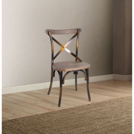 ACME Zaire Side Chair Antique Copper & Antique Oak Finish