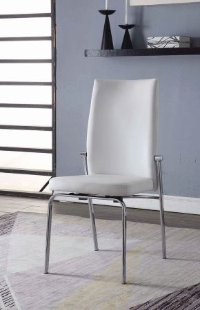 ACME Osias Side Chair (Set-2) White Synthetic Leather & Chrome Finish