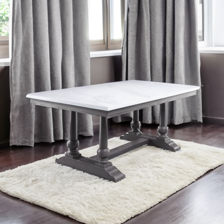 ACME Yabeina Dining Table Marble Top Top & Gray Oak Finish