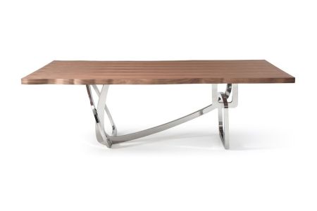 Modrest Addy Modern Walnut & Stainless Steel Dining Table