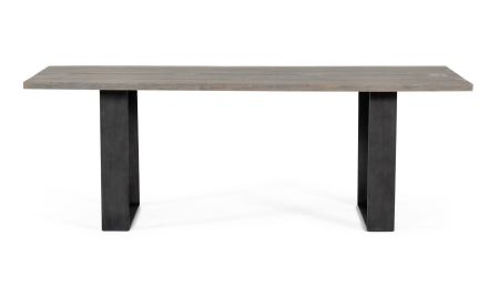 Modrest Murphy - Modern Grey Aged Oak & Black Metal Dining Table