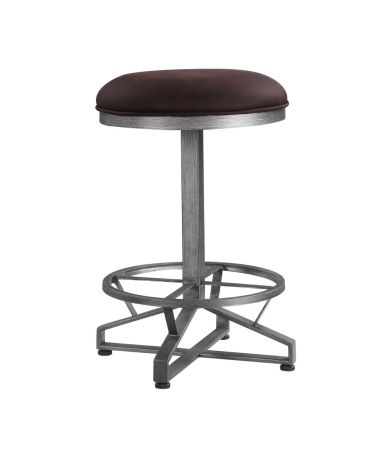 ACME Evangeline Counter Height Stool (Set-2) Rustic Brown Fabric & Black Finish