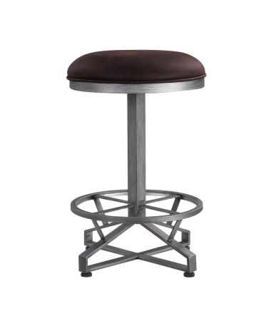 ACME Evangeline Counter Height Stool (Set-2) Rustic Brown Fabric & Black Finish