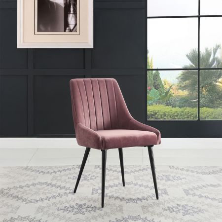 ACME Riley Side Chair (Set-2) Pink Fabric & Black Finish