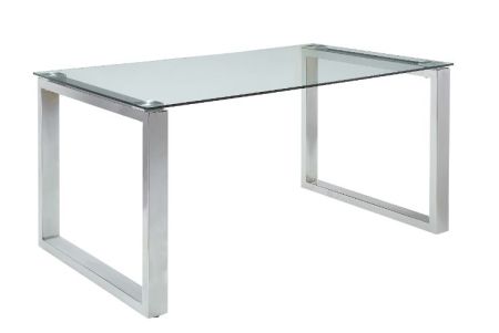 ACME Abraham Dining Table Clear Glass Top & Chrome Finish