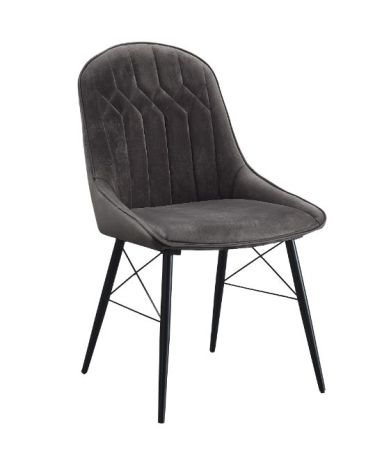 ACME Abraham Side Chair (Set-2) Dark Gray Fabric & Black Finish