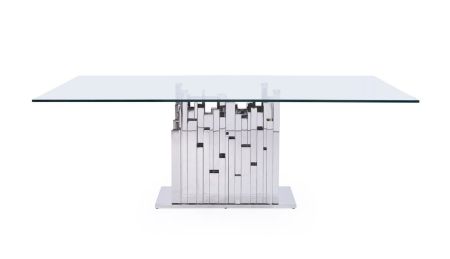 Modrest Edwin Modern Glass & Stainless Steel Dining Table