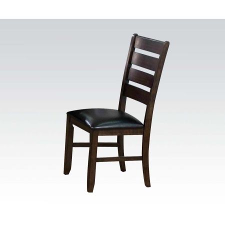 ACME Urbana Side Chair (Set-2) Black Synthetic Leather & Espresso Finish