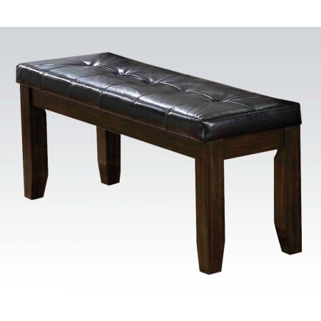 ACME Urbana Bench Black Synthetic Leather & Espresso Finish