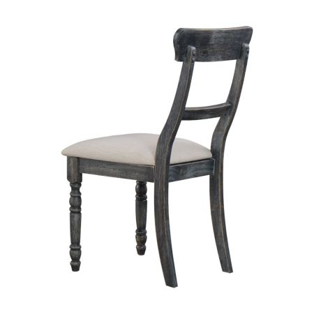 ACME Leventis Side Chair (Set-2) Light Brown Linen & Weathered Gray Finish