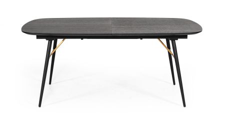 Modrest Billy Modern Black Oak & Gold Extendable Dining Table