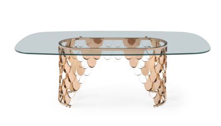 Modrest Javier Modern Glass & Rosegold Dining Table