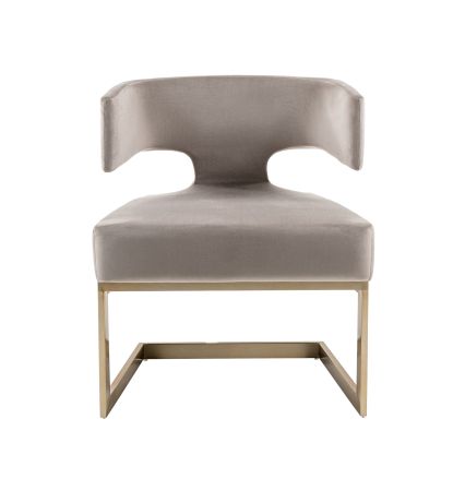 Modrest Calvo Modern Off-White Velvet & Brass Dining Chair