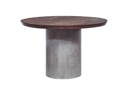 Modrest Renzo Modern Round Oak & Concrete Dining Table