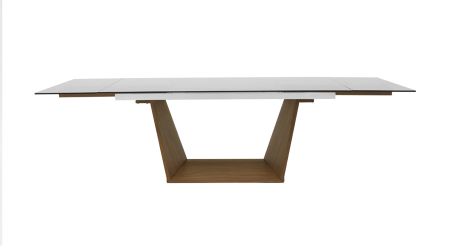 Modrest Babia Modern Smoked Glass & Walnut Extendable Dining Table