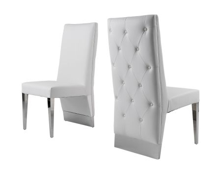 Modrest Kilson Modern White Leatherette & Stainless Steel Dining Chair (Set of 2)