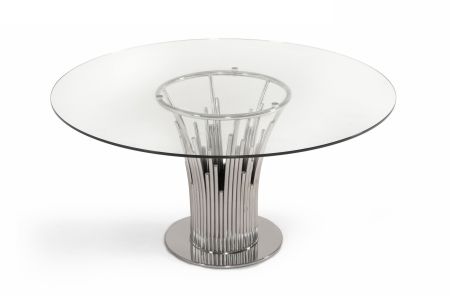 Modrest Paxton - Modern Round Glass & Stainless Steel Dining Table