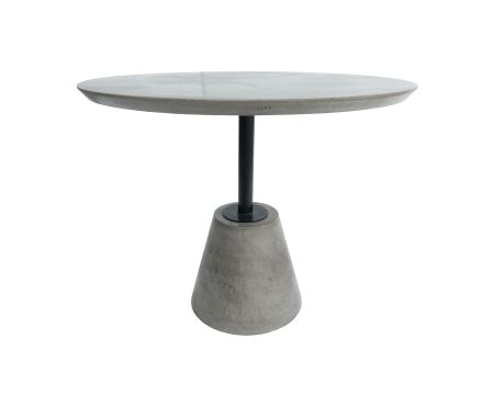 Modrest Nathrop - Modern Grey Concrete & Black Metal Round Dining Table