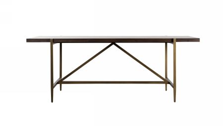 Modrest Shane - Modern Acacia & Brass Dining Table