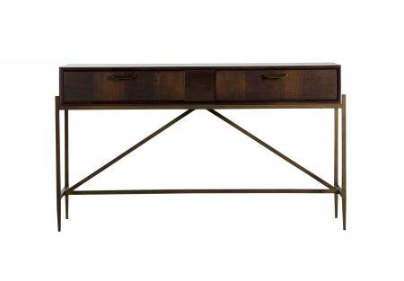 Modrest Shane - Modern Acacia & Brass Console Table