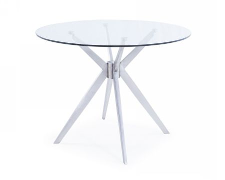 Modrest Dallas - Modern Brushed Stainless Steel Dining Table