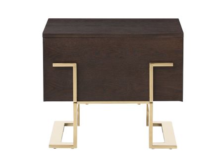 Modrest Moontide Modern Smoked Ash & Gold Nightstand