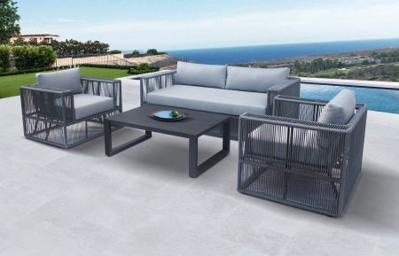 Renava Whimsy - Modern Outdoor Light Grey & Dark Grey Sofa Set