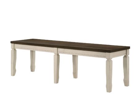 ACME Fedele Bench Weathered Oak & Cream Finish