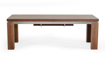 Modrest Maxi - Modern Walnut & Stainless Steel Dining Table