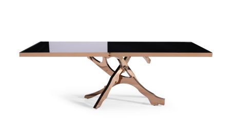 Modrest Legend - Modern Black Glass & Rosegold Dining Table