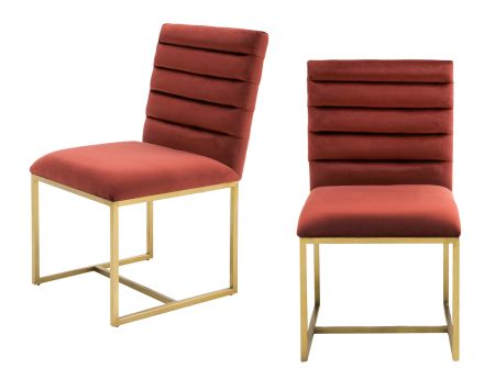 Modrest Barker - Modern Red & Brush Gold Dining Chair (set of 2)