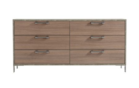 Nova Domus Boston - Modern Brown Oak & Brushed Stainless Steel Dresser