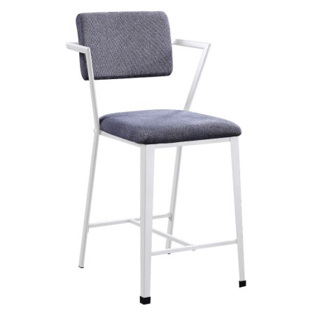 ACME Cargo Counter Height Chair (Set-2) Gray Fabric & White Finish