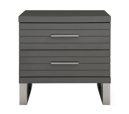 Modrest Splendor - Grey High Gloss Slatted Nightstand