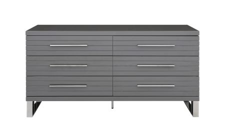 Modrest Splendor - Grey High Gloss Slatted Dresser