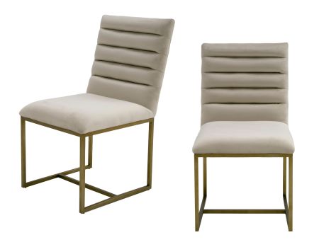 Modrest Barker - Modern Beige & Brush Gold Dining Chair (Set of 2)