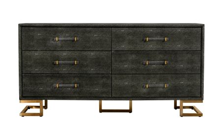 Modrest Howard - Modern Shagreen Grey Leatherette & Gold Dresser