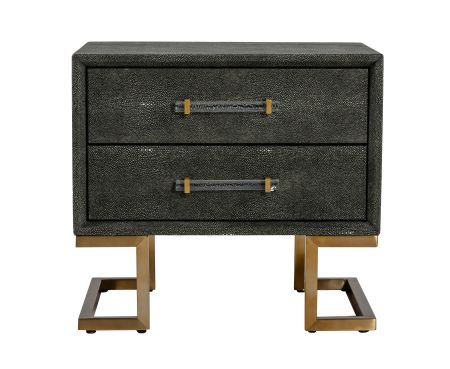 Modrest Howard - Modern Shagreen Grey Leatherette & Gold Nightstand