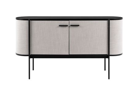 Modrest Hobart - Modern Beige Fabric & Black Metal Buffet