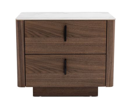 Modrest Chelton - Contemporary White Ceramic & Walnut Nightstand