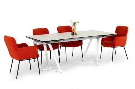 Modrest Farrell - Modern White Ceramic Extendable Dining Table