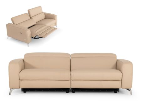 Lamod Italia Turin - Cappuccino Leather 2-Seater 91" Recliner Sofa 