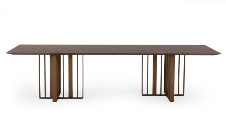 Modrest Livia - Modern Wenge & Gold Stainless Steel Dining Table