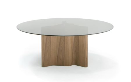 Modrest Kaye - Modern Walnut + Glass 71" Round Dining Table