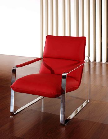 Divani Casa Dunn Modern Red Leather Lounge Chair