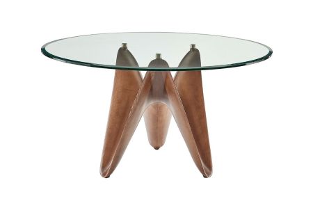 Modrest Seguin - Round Glass + Walnut Dining Table