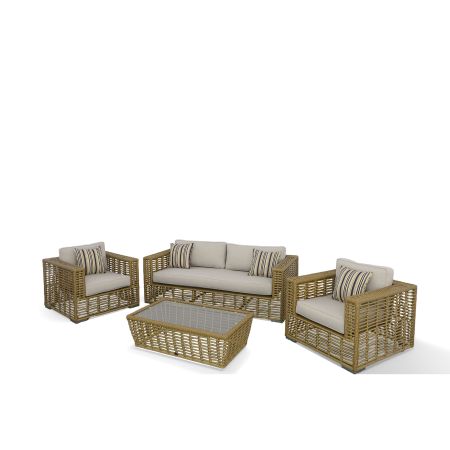 Renava Ko Tao - Outdoor Beige + Wicker Sofa