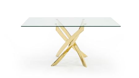 Modrest Pyrite Modern Glass and Gold Dining Table